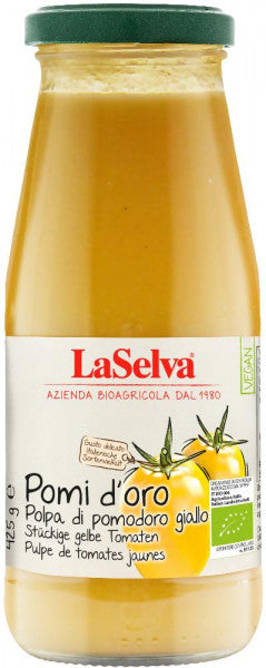 La Selva Pomi d'oro Polpa di pomodoro giallo - Stückige gelbe Tomaten - 425g