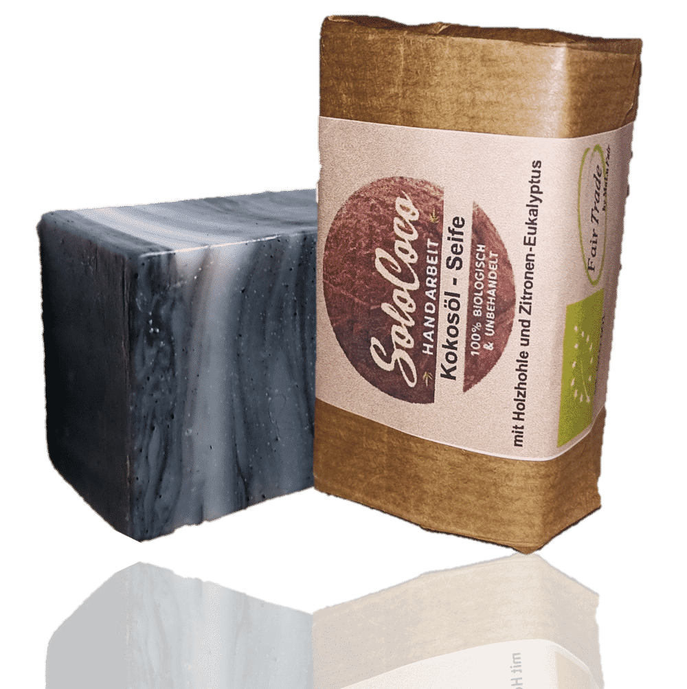 Solo Coco Kokosöl-Seife mit Holzkohle & Zitronen-Eukalyptus 100g