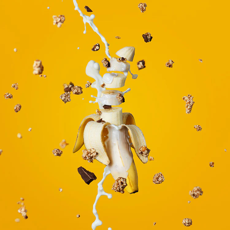 Krunchy Chocolate Banana Chunks Bio Hafer-Knuspermüsli mit Schokolade, Cornflakes und Bananen