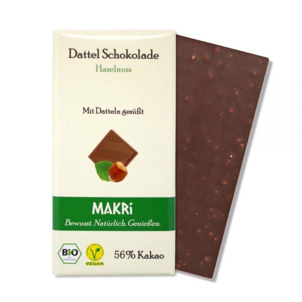 MAKRi Bio Dattel Schokolade – Haselnuss 56% 85g