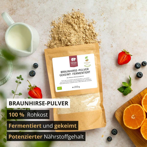 Braunhirsepulver gekeimt, fermentiert, bio, roh, 200 g