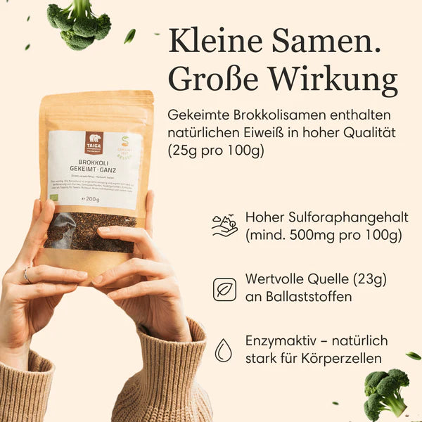 Brokkolisamen gekeimt, bio, roh, 200 g