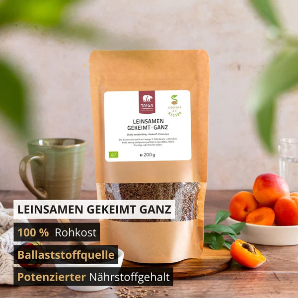 Leinsamen gekeimt, ganz, bio, roh, 200 g
