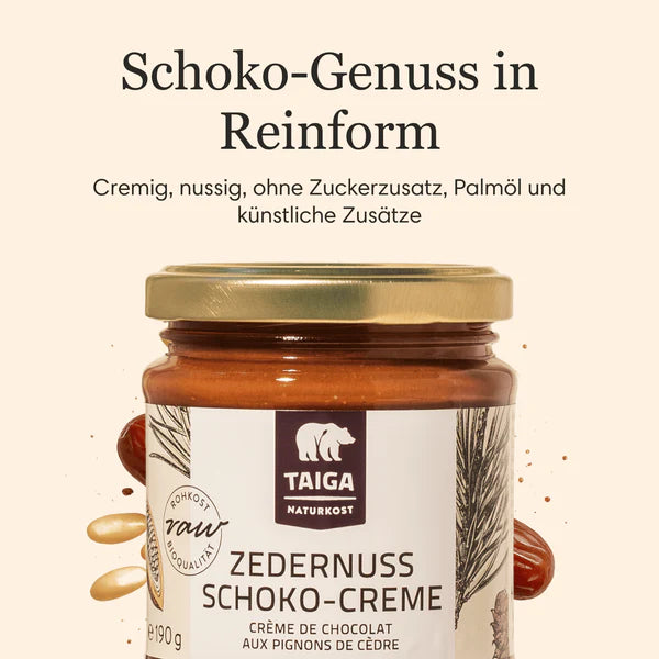 Bio Zedernuss Schoko-Creme – Pure Natur aus sibirischen Zedernüssen, Datteln und Kakao