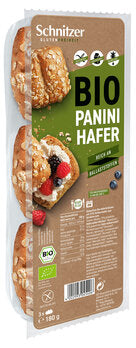 Schnitzer GLUTENFREIHEIT Bio Panini Hafer, 180g Glutenfreie Bio Haferbrötchen zum Direktverzehr