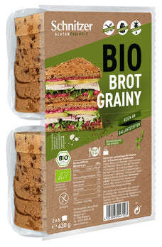 Schnitzer GLUTENFREIHEIT Bio Brot Grainy, 430g Glutenfreies, geschnittenes Bio-Maisbrot mit 1 % Chiasamen zum Direktverzehr