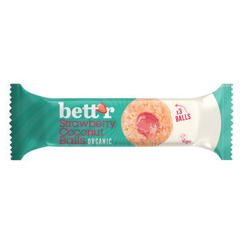 Fruchtkugeln mit Kokosnuss-Erdbeerfüllung, Bio, 3×15 g, Bett’r